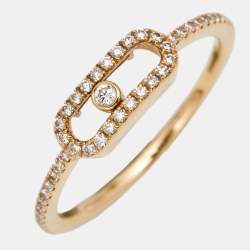 Messika Move Uno Pavé Diamond 18k Rose Gold Ring Size 51