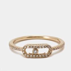 Messika Move Uno Pavé Diamond 18k Rose Gold Ring Size 51