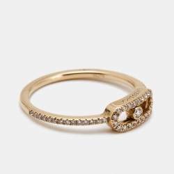 Messika Move Uno Pavé Diamond 18k Rose Gold Ring Size 51