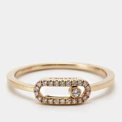 Messika Move Uno Diamond 18k Rose Gold Ring Size 53
