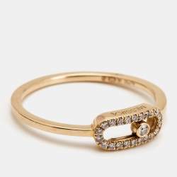 Messika Move Uno Diamond 18k Rose Gold Ring Size 54