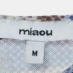 Miaou Multicolor Abstract Print Mesh Round Neck Top M