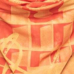 Miaou Orange Abstract Print Knit Sleeveless Corset Blouse M