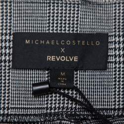 Michael Costello x Revolve Grey Plaid Synthetic Sequin Embellished Philipe Pants M