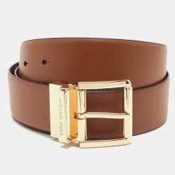 Michael Kors Brown Signature Coated Canvas and Leather Cut to Size Reversible Belt 