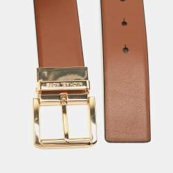 Michael Kors Brown Signature Coated Canvas and Leather Cut to Size Reversible Belt 