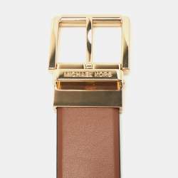 Michael Kors Brown Signature Coated Canvas and Leather Cut to Size Reversible Belt 