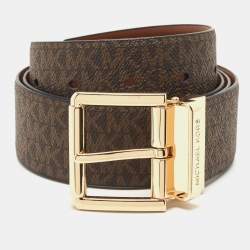 Michael Kors Brown Signature Coated Canvas and Leather Cut to Size Reversible Belt 