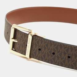 Michael Kors Brown Signature Coated Canvas and Leather Cut to Size Reversible Belt 