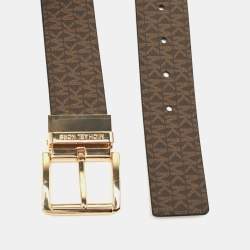 Michael Kors Brown Signature Coated Canvas and Leather Cut to Size Reversible Belt 