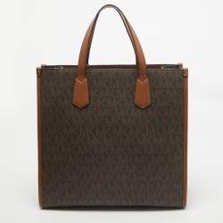 Pre Owned Michael Kors Dark Brown Signature Coated Canvas Large Maple Tote