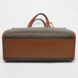 Pre Owned Michael Kors Dark Brown Signature Coated Canvas Large Maple Tote