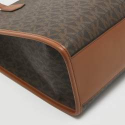 Pre Owned Michael Kors Dark Brown Signature Coated Canvas Large Maple Tote
