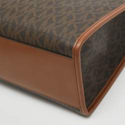 Pre Owned Michael Kors Dark Brown Signature Coated Canvas Large Maple Tote