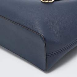 مملوكة مسبقًا Michael Kors Navy Blue Leather Medium Jet Set Travel Tote