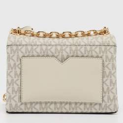 Pre Owned Michael Kors Cream Signature Coated Canvas and Leather Small Cece Shoulder Bag