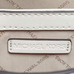 Pre Owned Michael Kors Cream Signature Coated Canvas and Leather Small Cece Shoulder Bag