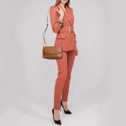 Pre Owned Michael Kors Brown Leather Brooklyn Flap Shoulder Bag