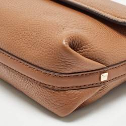 Pre Owned Michael Kors Brown Leather Brooklyn Flap Shoulder Bag