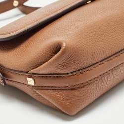 Pre Owned Michael Kors Brown Leather Brooklyn Flap Shoulder Bag