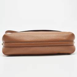 Pre Owned Michael Kors Brown Leather Brooklyn Flap Shoulder Bag