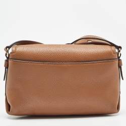 Pre Owned Michael Kors Brown Leather Brooklyn Flap Shoulder Bag