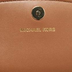 Pre Owned Michael Kors Brown Leather Brooklyn Flap Shoulder Bag