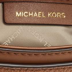 Pre Owned Michael Kors Brown Leather Brooklyn Flap Shoulder Bag