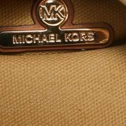 Michael Kors Brown/Off White Signature Coated Canvas and Leather Extra Small Slater Sling Bag