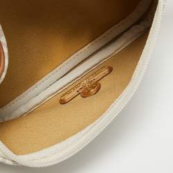 Michael Kors Brown/Off White Signature Coated Canvas and Leather Extra Small Slater Sling Bag