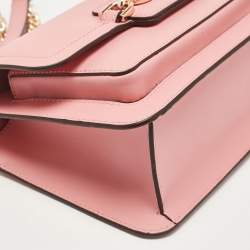 Pre Owned Michael Kors Pink Leather Large Heather Shoulder Bag