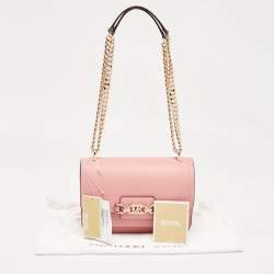 Pre Owned Michael Kors Pink Leather Large Heather Shoulder Bag