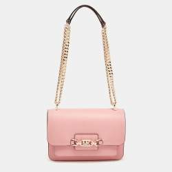 Pre Owned Michael Kors Pink Leather Large Heather Shoulder Bag