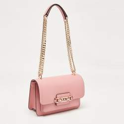 Pre Owned Michael Kors Pink Leather Large Heather Shoulder Bag