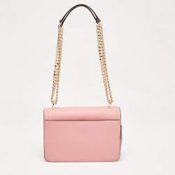 Pre Owned Michael Kors Pink Leather Large Heather Shoulder Bag