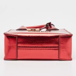 Pre Owned Michael Kors Red Glossy Leather XS Mercer Tote