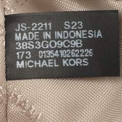 Pre Owned Michael Kors Pink/Beige Signature Coated Canvas and Leather Jet Set Crossbody Bag