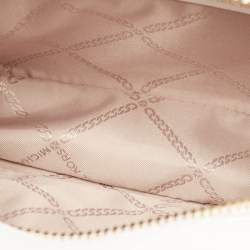 Pre Owned Michael Kors White Leather Medium Woven Jet Set Crossbody Bag