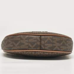 Pre Owned Michael Kors Brown Signature Coated Canvas Small Dover Crossbody Bag