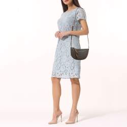 Pre Owned Michael Kors Brown Signature Coated Canvas Small Dover Crossbody Bag