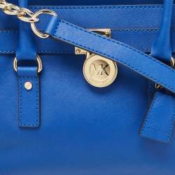 Michael Kors Blue Leather East/West Hamilton Tote