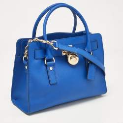 Michael Kors Blue Leather East/West Hamilton Tote