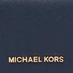 Michael Kors Navy Blue Leather Jet Set Travel Flap Continental Wallet