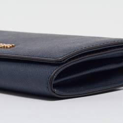 Michael Kors Navy Blue Leather Jet Set Travel Flap Continental Wallet