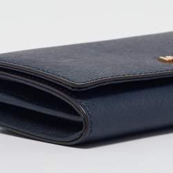 Michael Kors Navy Blue Leather Jet Set Travel Flap Continental Wallet