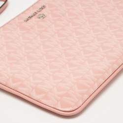 Pre Owned Michael Kors Pink Signature Coated Canvas and Leather Wristlet Pouch