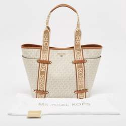 Pre Owned Michael Kors Grey Coated Canvas Faux Leather Large Shopper Tote