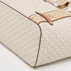 Pre Owned Michael Kors Grey Coated Canvas Faux Leather Large Shopper Tote