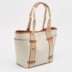 Pre Owned Michael Kors Grey Coated Canvas Faux Leather Large Shopper Tote