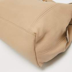 Pre Owned Michael Kors Beige Leather large Jet Set Chain Shoulder Bag